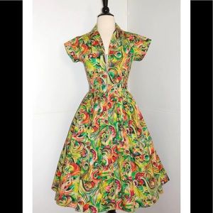 NWT Kelly dress in proud peacock print